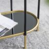 3 Tier Metal Console Table, Mirrored Shelf - Golden Black - Image 11