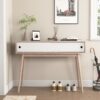 Rustic Entryway Console Table With Sliding White Doors And Wood Legs - Natural - Image 2