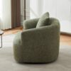 360° Swivel Chair, Chenille Upholstered Barrel Sofa Chair With Throw Pillow, For Living Room, Office - Green - Image 8