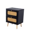 2 Drawer Rattan Nightstand For Bedroom And Living Room, End Table, Side Table With 2 Hand Made Rattan Decorated Drawers - Black - Image 13