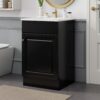 20" Bathroom Vanity With Sink, Freestanding Cabinet With Door Shelf And Adjustable Shelf, And Ceramic Construction - Black - Image 4