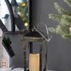 Menifee - Lantern With Led Candle (Set of 2) - Antique Black - Image 2
