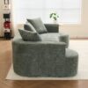 Modern Style Curved Sofa, Soft Corduroy Sofa With 3 Pillows, Living Room Ultra Smooth Curved Fabric Sofa - Green - Image 6