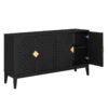 4 Door Sideboard Storage Cabinet For Living Room And Dining Room, 2 Large Cabinets With Gold Handles And Adjustable Shelf - Black - Image 15