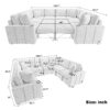 Convertible U Shaped Sectional Sofa With Pull Out Bed And USB Ports Chenille - Beige - Image 2