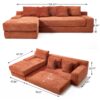 L Shaped Sectional Couch With Memory Foam & Steel Frame Convertible Sofa Bed - Orange - Image 3