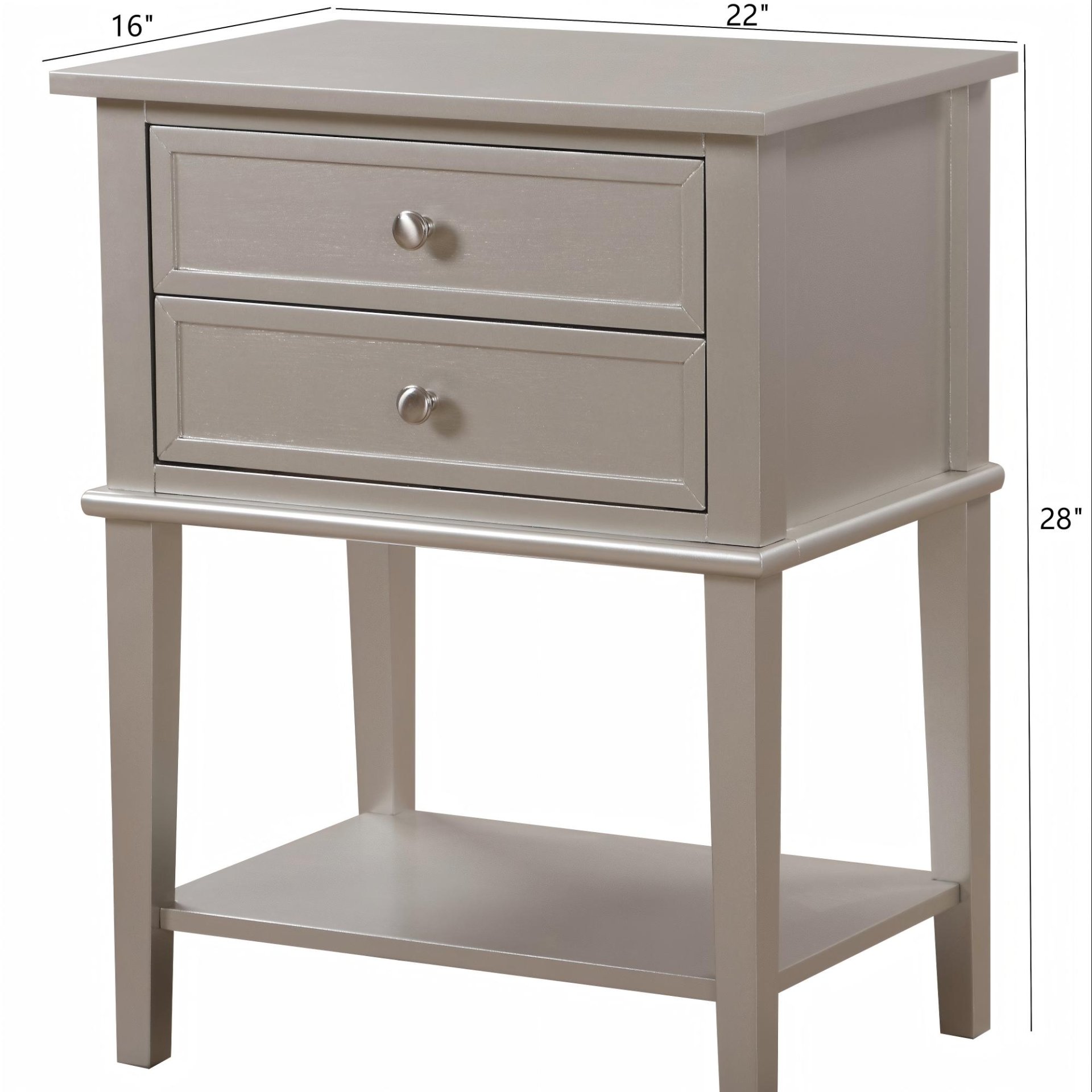 Vibrant Contemporary Nightstand - Silver Champagne - Image 3