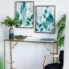 Framed Printed Acrylic Decorative Wall Art, Wall Decor For Living Room (Set of 2) - White / Green - Image 3