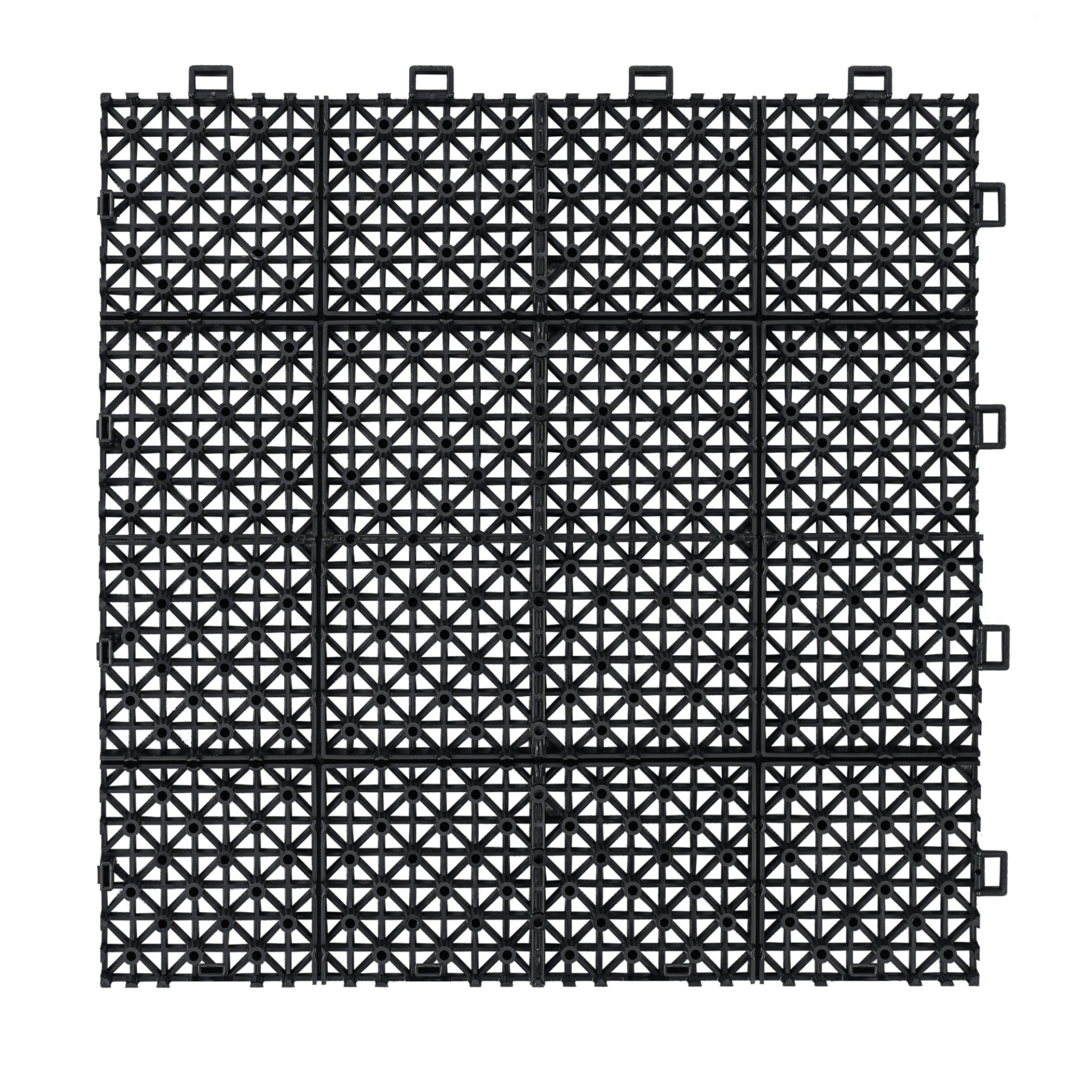 Interlocking Deck Tiles Plastic Waterproof Outdoor All Weather Anti-Slip Bathroom Shower Balcony Porch Strong Weight Capacity Upto 6613 Lbs, Rosette Pattern Pack Of 12 - Black - Image 20