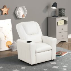 Marisa - Leather Kids Recliner Chair With Cupholder - White