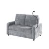 Modern Loveseat Pull Out Sofa Bed With Adjustable Backrest, Two Cup Holders, A Phone Holder, Three Charging Ports And Side Storage Pockets For Living Room - Gray - Image 18