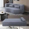 2 In 1 Convertible Sofa Bed, Full Size Folding Loveseat Couch With Soft Teddy Fabric, Floor Sofa Mattress With 2 Pillows, Space Saving Futon For Small Living Room, Dorm - Gray - Image 6