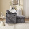 Multifunctional Recliner With Storage Backrest And Cell Phone Bracket Chenille For Living Room And Bedroom - Gray - Image 12