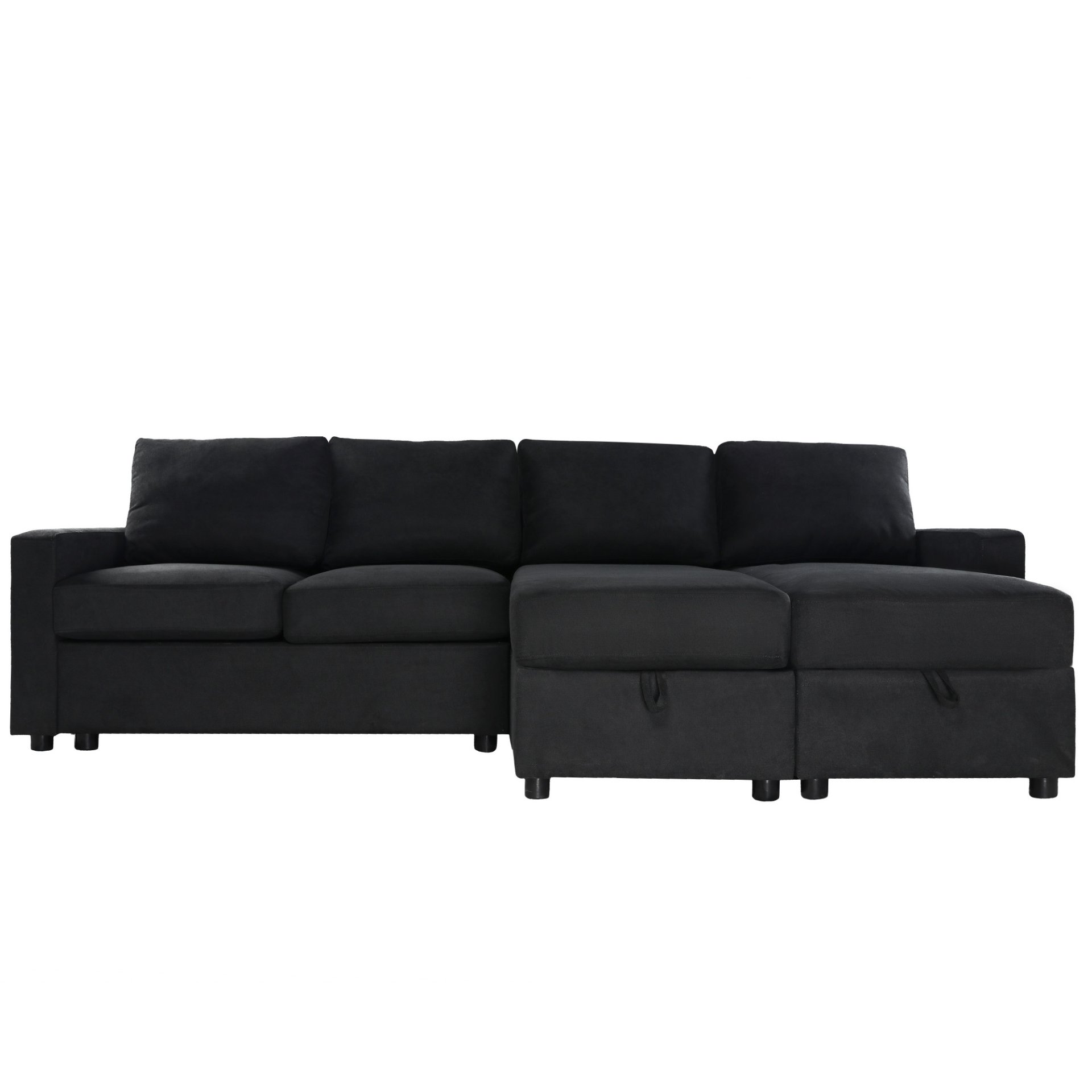 Convertible U Shaped Sectional Sofa With Storage Chaise Lounges And USB Ports - Black - Image 19