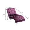 Velvet Chaise Lounge Indoor, Button Tufted Upholstered Chaise Lounge Chair With Pillow For Bedroom Living Room Office - Purple - Image 3