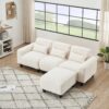 Teddy Fleece Creative Sofa Can Be Assembled Into A Two-Seater Sofa Plus A Single Couch With Three Waist Pillows To Perfectly Stretch Your Waist For Small Apartment Bedroom Spaces - Beige - Image 8