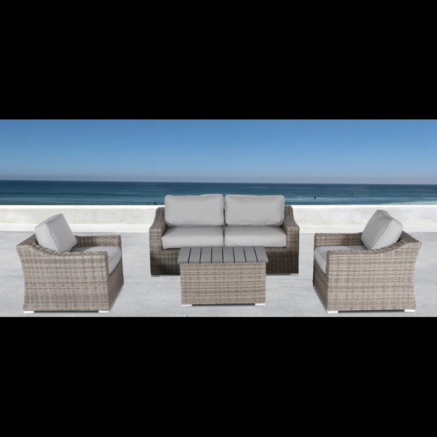 Stylish 4 Person Sofa Seating Group With Cushions Perfect For Outdoor Gatherings - Gray Mix - Image 2