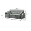 3 In 1 Convertible Sleeper Sofa Bed, Modern Fabric Loveseat Futon Sofa Couch Pullout Bed, Small Love Seat Lounge Sofa Reclining Backrest, Pillows, Pockets, Home Furniture For Living Room - Gray - Image 3