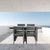 5 Piece Outdoor Dining Set For 4, Patio Table With Umbrella Hole And 4 Armrest Chairs For Backyard - Gray - Image 4
