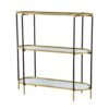 3 Tier Metal Console Table, Mirrored Shelf - Golden Black - Image 3