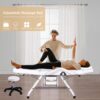 72.8" Massage Salon Tattoo Chair With Two Trays Esthetician Bed With Hydraulic Stool, Multi-Purpose 3-Section Facial Bed Table, Adjustable Beauty Barber Spa Beauty Equipment - White - Image 2