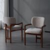 Dining Chairs (Set of 2) Upholstered Arm Chairs, Rubber Wood Accent Chairs Fabric Seating, 300 Lbs Weight Capacity - Beige - Image 4