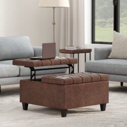 Harrison - Square Small Coffee Table Storage Ottoman - Brown