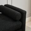 Elegant Upholstered Bench Daybed Ottoman With Nature Wood Legs & Bolster Pillows - Black Boucle - Image 10