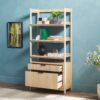 Transitional Wide Reeded Bookshelf With Drawers On Bottom - Oak - Image 6