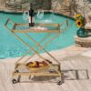 Sherianne - Industrial Bar Cart With Tempered Glass Shelves And Swivel Wheels - Gold - Image 6