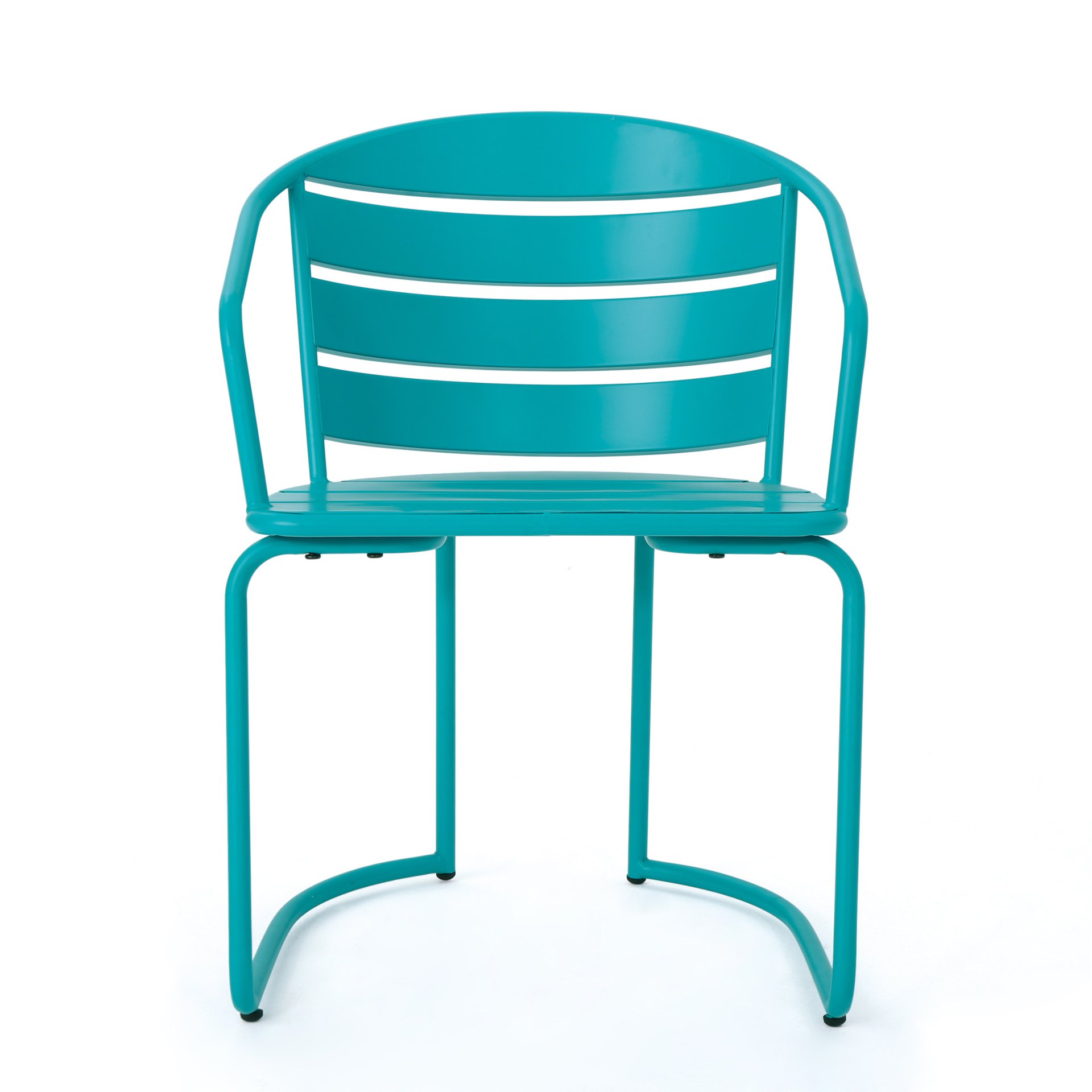 3 Piece Elegant Outdoor Bistro Set With 2 Chairs And Oval Table - Teal - Image 5