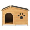 Wooden Dog House Outdoor With Porch, Dog Kennel With Water Resistant Asphalt Roof And Fencing, Indoor & Outdoor Dog Crate With Paw Print, Medium - Nature - Image 12