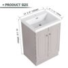 Modern Style Freestanding Bathroom Vanity With White Resin Sink & Soft Close Cabinet Doors - Khaki - Image 3