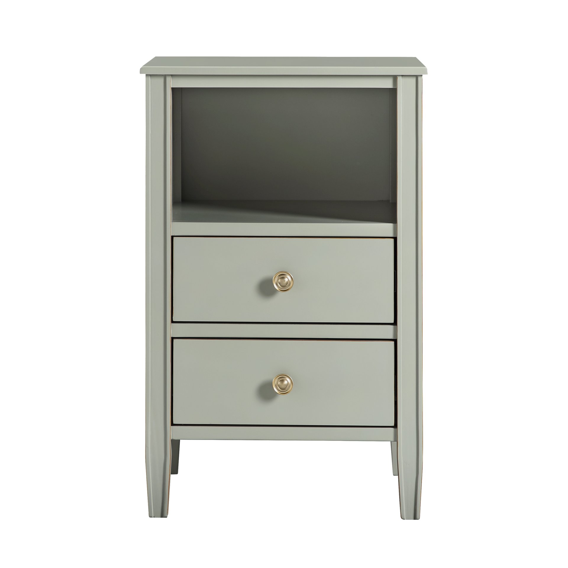 Winston - 2 Drawer Storage Nightstand With Fluted Tapered Legs And Knobs - Antique Gray - Image 8