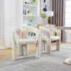 Contemporary Designed Velvet Fabric Upholstered Accent / Dining Chair Teddy Armchair (Set of 2) - Beige - Image 9