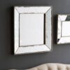 Distressed Square Accent Mirror, Traditional Style Framed Wall Mirror For Living Room, Entryway, Office, Bedroom, Hallway - Silver - Image 3