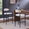 Barstools (Set of 2), Counter Height Upholstered Bar Stools With Backs And Iron Legs For Kitchen Island - Beige - Image 2
