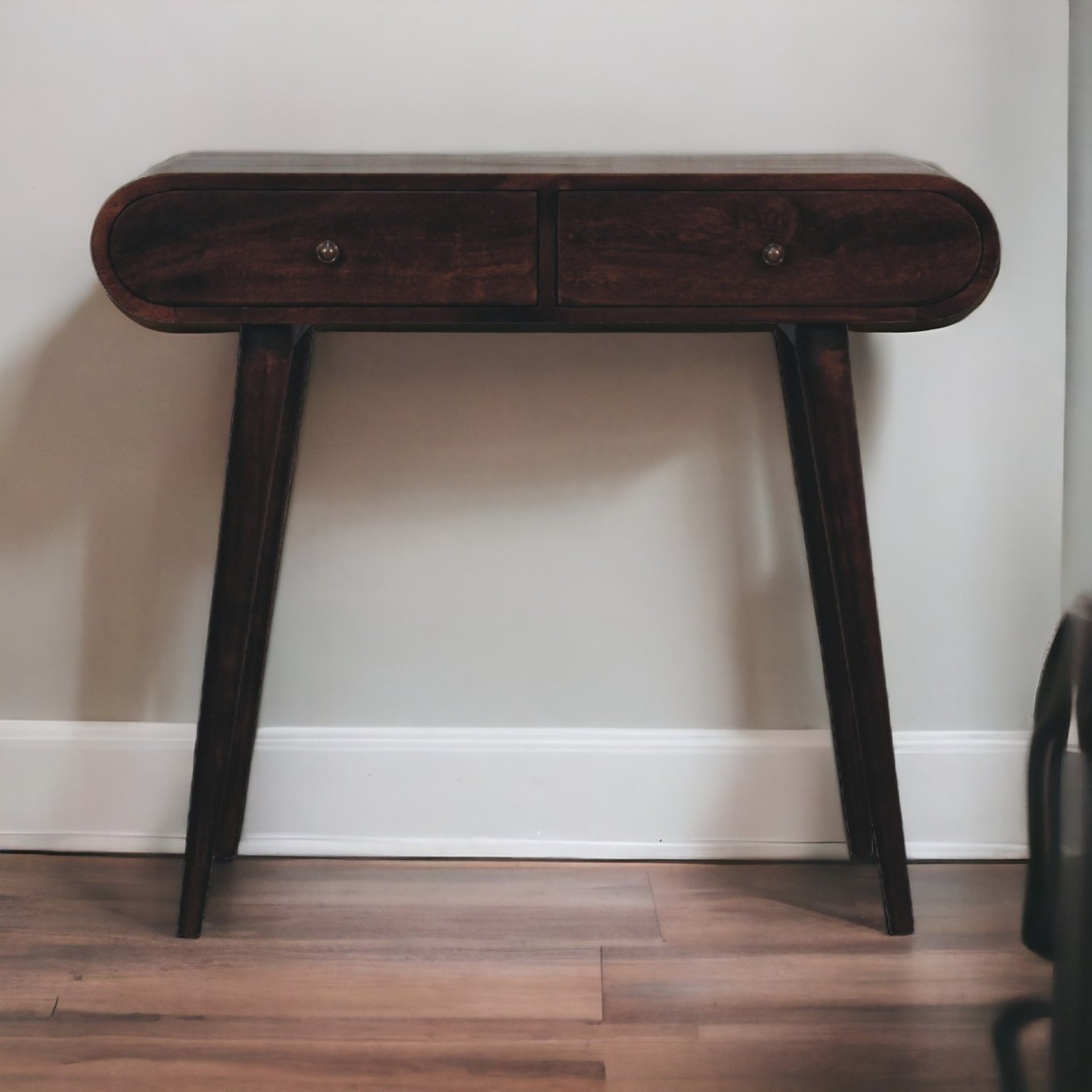 Curved Edge Console Table - Walnut - Image 2