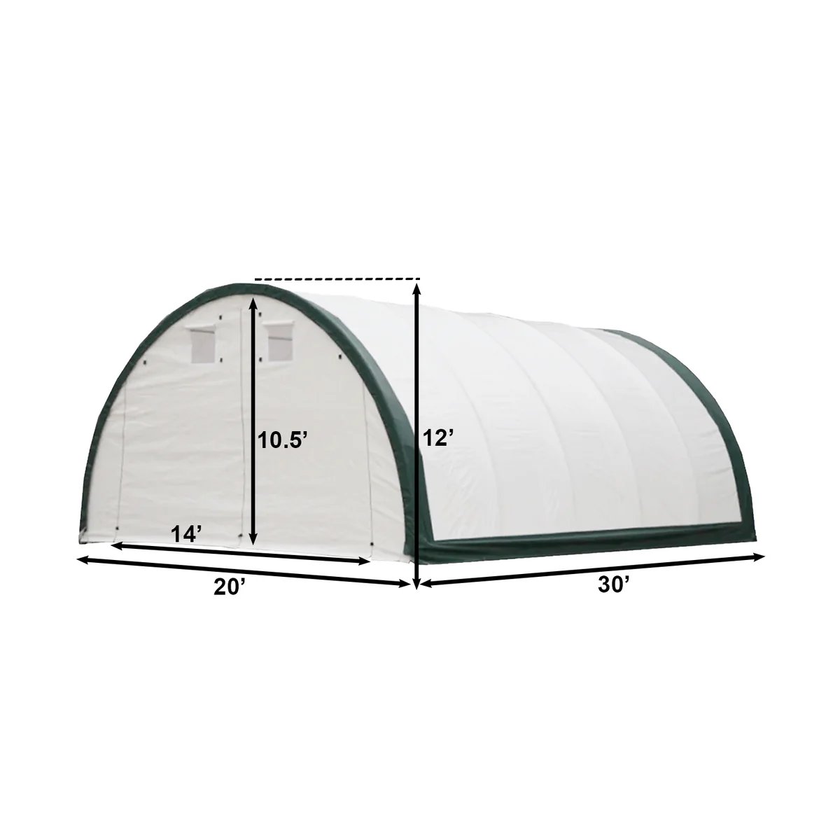 Single Truss Arch Storage PE Shelter - White / Green - Image 5
