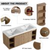 Modern 48" Wall Mounted Bathroom Vanity With Double Resin Sink And Storage Rack Soft Close Doors - Imitative Oak - Image 6