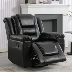 360° swivel And Rocking Home Theater Recliner Manual Recliner Chair With Wide Armrest For Living Room - Black