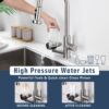 3 In 1 Kitchen Faucet With Press Type Glass Rinser, High Arc Pull Down Sprayer, 3 Function Spray Mode - Brushed Nickel - Image 4