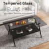 Rectangle Coffee Table With Tempered Glass Top And Black MDF Shelf, Modern Table For Living Room - Gray - Image 4