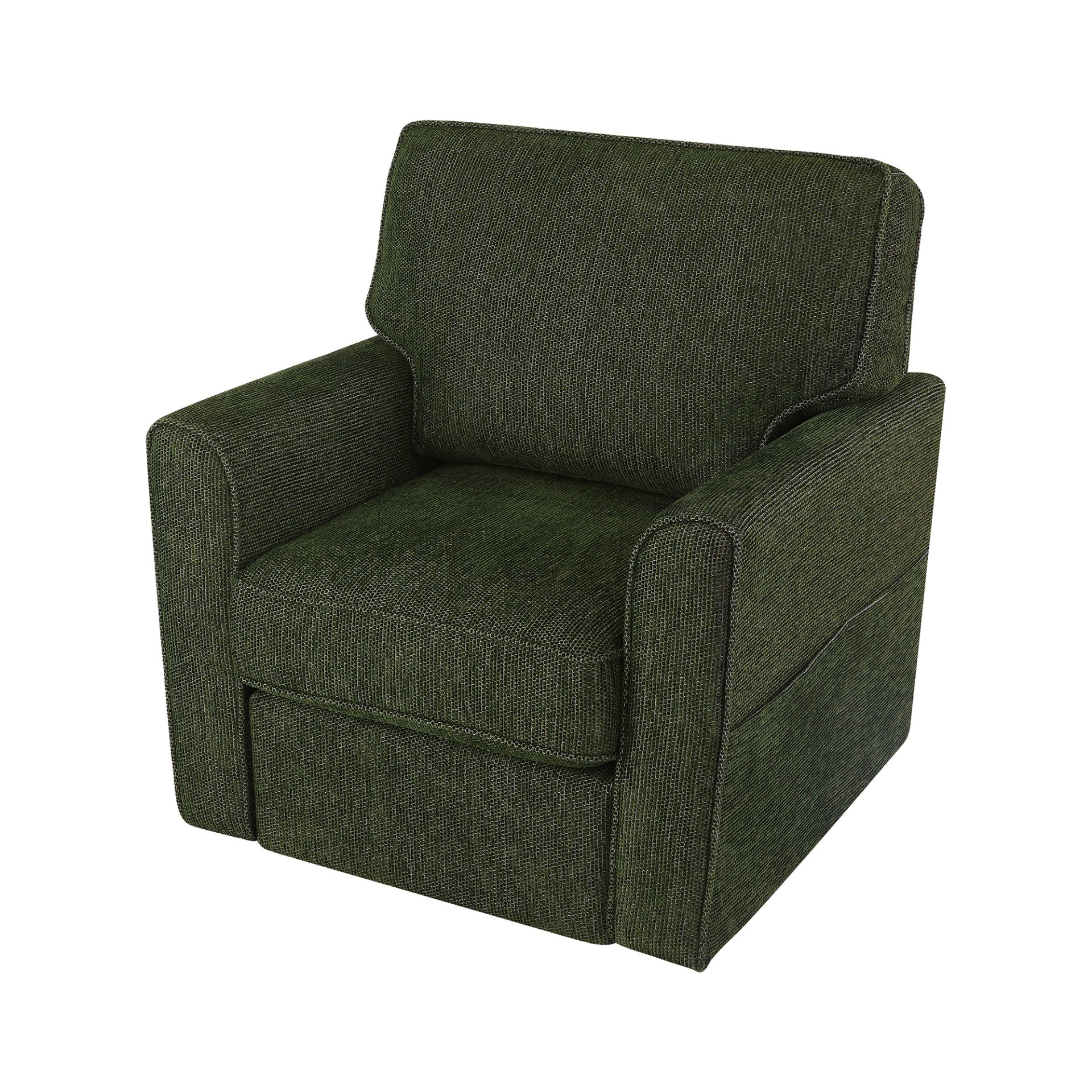 360° Swivel Chair Accent Barrel Armchair With Side Pockets, Chenille Upholstery, Compact Size - Green - Image 17