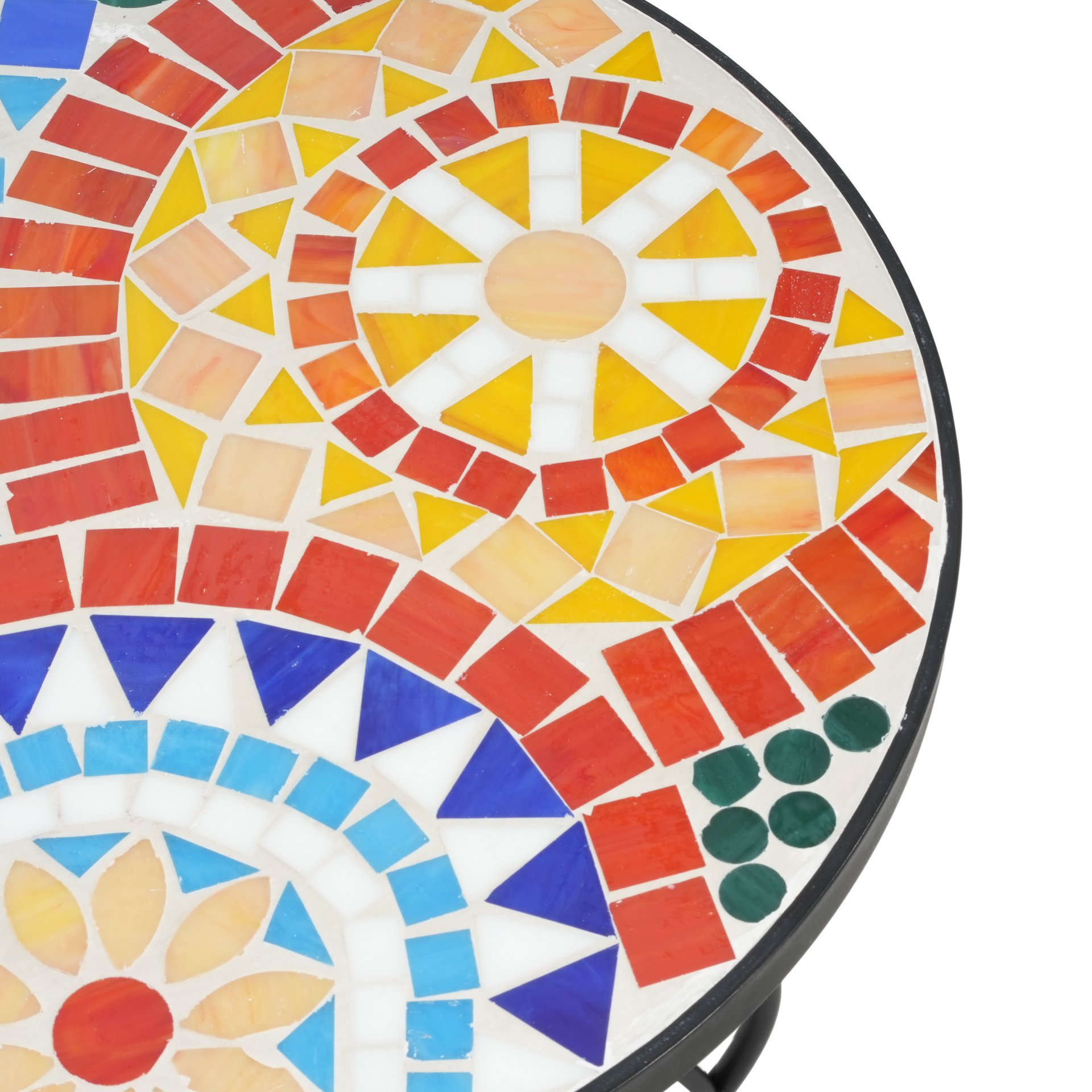 Outdoor Side Table With Ceramic Tile Top And Powder Coated Steel Frame - Black / Colorful - Image 10