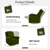 360 Degrees Swivel Recliner Manual Rocking With Adjustable Backrest For Living Room - Green - Image 26