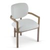 Dining Chairs (Set of 2) Upholstered Arm Chairs, Rubber Wood Accent Chairs - White - Image 8