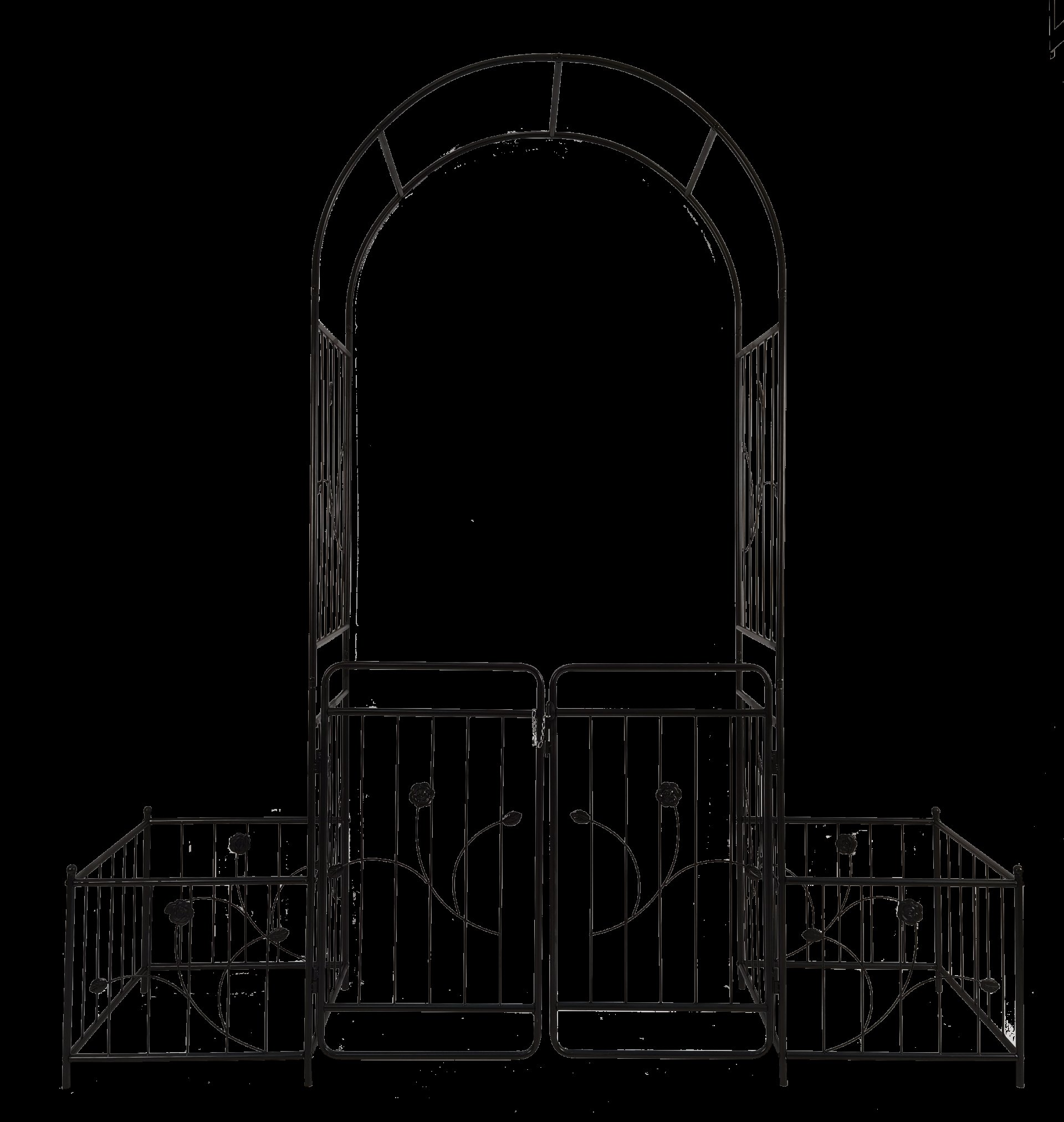 Metal Garden Arch With Gate Wide High Climbing Plants Support Rose Arch Outdoor - Black - Image 9