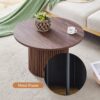 Modern Circular Coffee Table Material Color Cylindrical Design - Walnut - Image 5