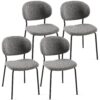 Boucle Dining Chairs, Modern Dining Room Chairs With Black Metal Legs, Armless Kitchen Chair For Dining Room, Living Room (Set of 4) - Gray - Image 3